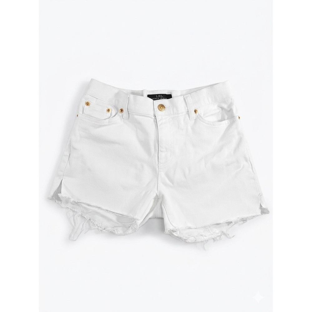 Lauren Ralph Lauren White Raw Hem Denim Shorts Classic Straight Women's Size 6